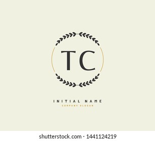 T C TC Beauty vector initial logo, handwriting logo of initial signature, wedding, fashion, jewerly, boutique, floral and botanical with creative template for any company or business.