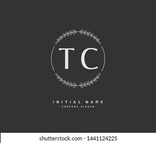 T C TC Beauty vector initial logo, handwriting logo of initial signature, wedding, fashion, jewerly, boutique, floral and botanical with creative template for any company or business.