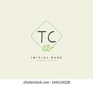 T C TC Beauty vector initial logo, handwriting logo of initial signature, wedding, fashion, jewerly, boutique, floral and botanical with creative template for any company or business.