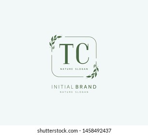 T C TC Beauty vector initial logo, handwriting logo of initial signature, wedding, fashion, jewerly, boutique, floral and botanical with creative template for any company or business.