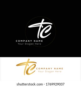 T C TC T E TE Initial letter handwriting and signature logo.	