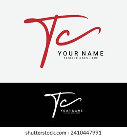 T, C, TC Initial handwriting or handwritten letter logo for identity. Logo with signature, wedding, fashion, floral, botanical and hand drawn in style