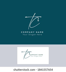  T C TC Escritura a mano inicial y logotipo de la firma. Logo inicial del vector de belleza .Moda, boutique, floral y botánica