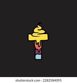 t del alfabeto vector de la torta y número