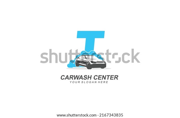 T Car wash logo design inspiration. Vector letter\
template design for brand.