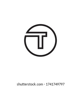 T circle letter lines logo design vector