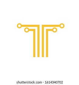 T circuit logo design simple modern template