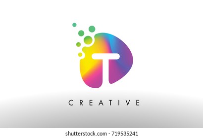 T Colorful Logo Design Shape. Purple Abstract Shape Letter Icon Vector.