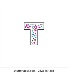 T Letra abstrata criativa com padrões geométricos