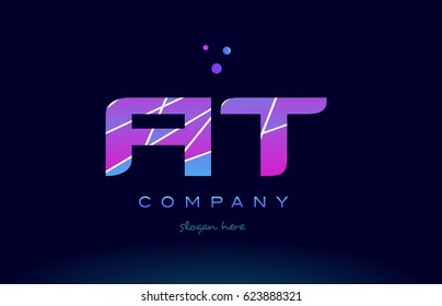 at a t  creative color blue background pink purple magenta alphabet letter company logo vector icon