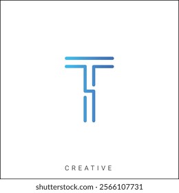 T Creative Latter Logo Design. By Custom Branding Logo. Creative Logo Design. Logo Template. Vector illustration. Modern Design. Monogram Design