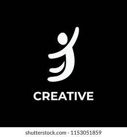 T creative logo template isolated on black background