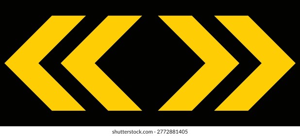 T Curve Chevrons Pattern Yellow Black Square Road Sign Portugal Southern Europe Illustration