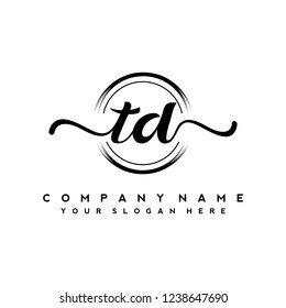 T D Initial handwriting logo vector