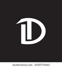 t d letra logotipo design em fundo preto