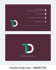 T D Letter logo design with card template