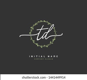 T D TD Beauty vector initial logo, handwriting logo of initial signature, wedding, fashion, jewerly, boutique, floral and botanical with creative template for any company or business.
