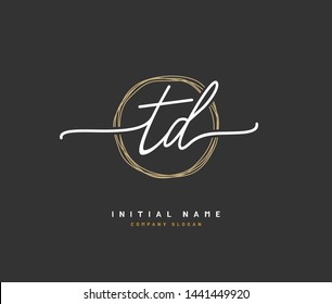 T D TD Beauty vector initial logo, handwriting logo of initial signature, wedding, fashion, jewerly, boutique, floral and botanical with creative template for any company or business.
