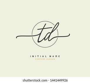 T D TD Beauty vector initial logo, handwriting logo of initial signature, wedding, fashion, jewerly, boutique, floral and botanical with creative template for any company or business.
