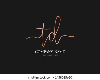 T D TD Initial handwriting logo design with circle. Beautiful design handwritten logo for fashion, team, wedding, luxury logo.