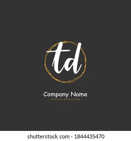 T D TD Initial handwriting and signature logo design with circle. Beautiful design handwritten logo for fashion, team, wedding, luxury logo.