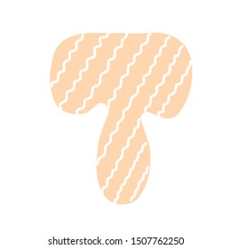 T Decorated letter. flat style. Cartoon children letter t