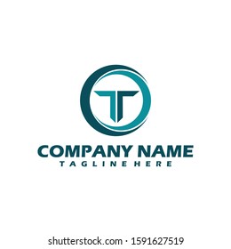 T dots logo design template. Hexagon T icon. 