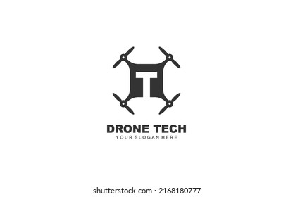 T Drone logo design inspiration. Vector letter template design for brand.
