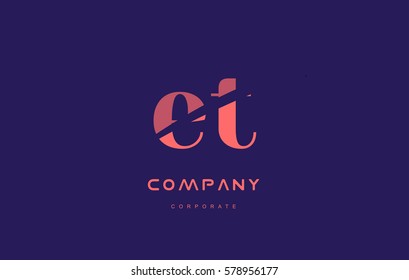 t e et alphabet small letter blue pink creative design vector company logo icon template 