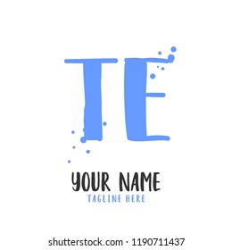 T E Handwritten logo template