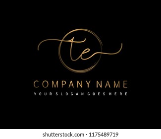 T E Initial handwriting logo vector