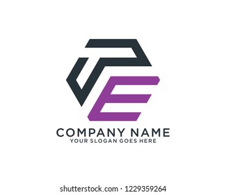 T E Initial logo template vector