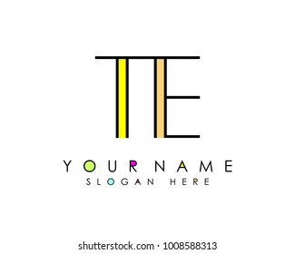 T & E initial minimalist logo template vector