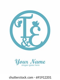 T E initial wedding decorative logo template