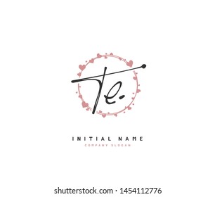 T E TE Beauty vector initial logo, handwriting logo of initial signature, wedding, fashion, jewerly, boutique, floral and botanical with creative template for any company or business.