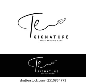 T E TE initial letter signature logo and handwriting leaf