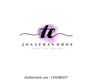 T E TE Initial watercolor logo on white background. Logo template vector