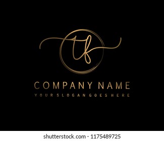 T F Initial handwriting logo vector