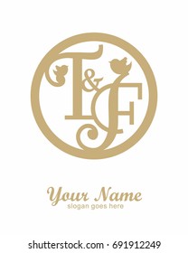 T F initial wedding decorative logo template