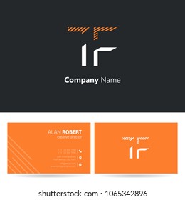 T & F joint logo stroke letter design with business card template