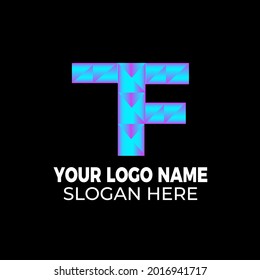 T, F, letzteres modernes Farbsymbol Logo-Design Vektorgrafik für Unternehmenstechnologie 