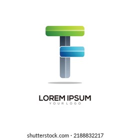 T F-Buchstaben-Logo-Initialen mit farbigem Farbverlauf-Abstrakt