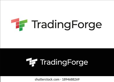 T And F Letters Trading Stock Market Logo Concept