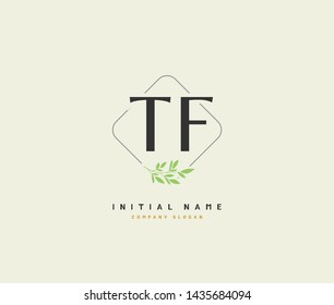 T F TF Beauty vector initial logo, handwriting logo of initial signature, wedding, fashion, jewerly, boutique, floral and botanical with creative template for any company or business.