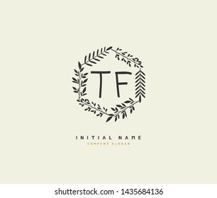 T F TF Beauty vector initial logo, handwriting logo of initial signature, wedding, fashion, jewerly, boutique, floral and botanical with creative template for any company or business.