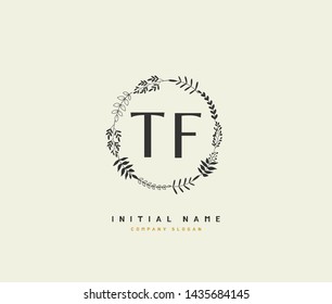 T F TF Beauty vector initial logo, handwriting logo of initial signature, wedding, fashion, jewerly, boutique, floral and botanical with creative template for any company or business.