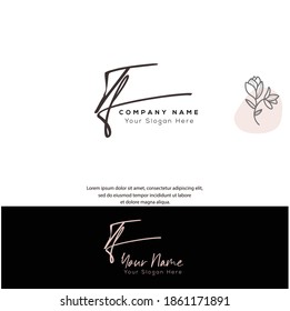 
T F TF Letra inicial manuscrita y logotipo de la firma. Logo inicial del vector de belleza .Moda, boutique, floral y botánica
