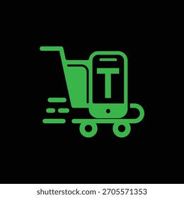 T Fast Ecommerce Logo Design Modelo de ilustração Vetor, T Logo Design 