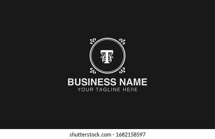  t floral logo Unique Minimal Style golden and black colour initial based logo design vector illustrator