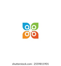 T flower technology illusion design icon